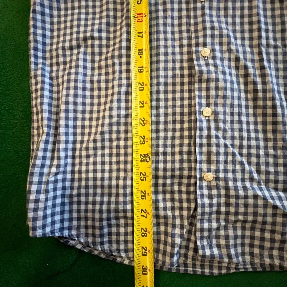 Johnnie O's Mens Gingham‎ Check Button Down Long Sleeve Shirt Blue White Size L